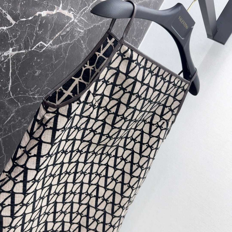 Valentino Leather-Trimmed Canvas-Jacquard Mini Dress Brown