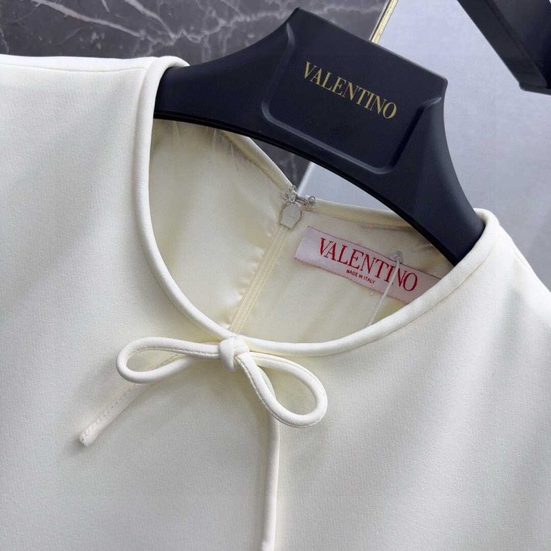 Valentino Garavani Mini Dress Wool-silk Bow-detail Ivory