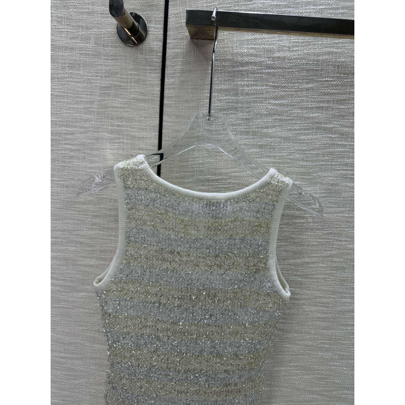 Ch*el logo knitted tank top grey