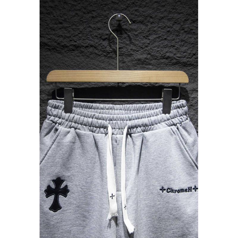 Chrome Heart Embroidered Cotton Shorts Grey