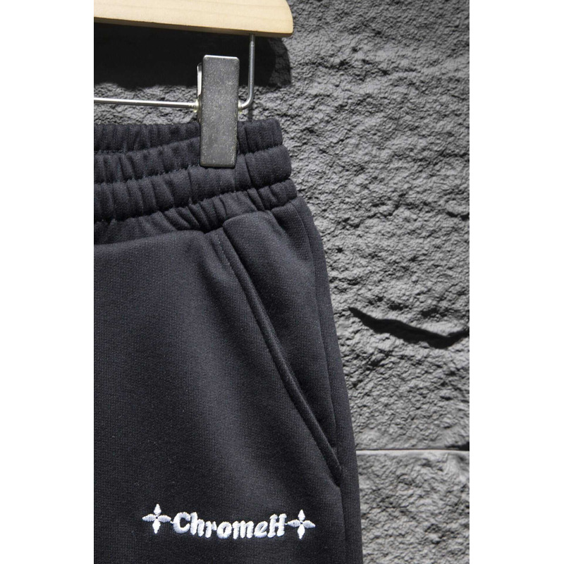 Chrome Heart Embroidered Cotton Shorts Black