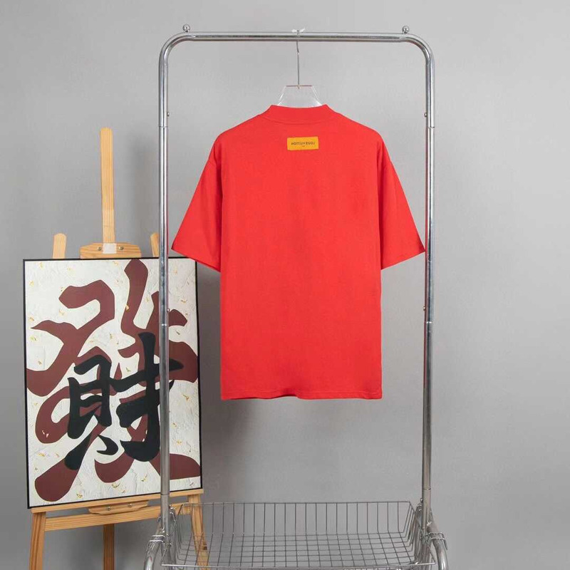 l**is V*t*n cotton pique t-shirt with embroidered lv patch red