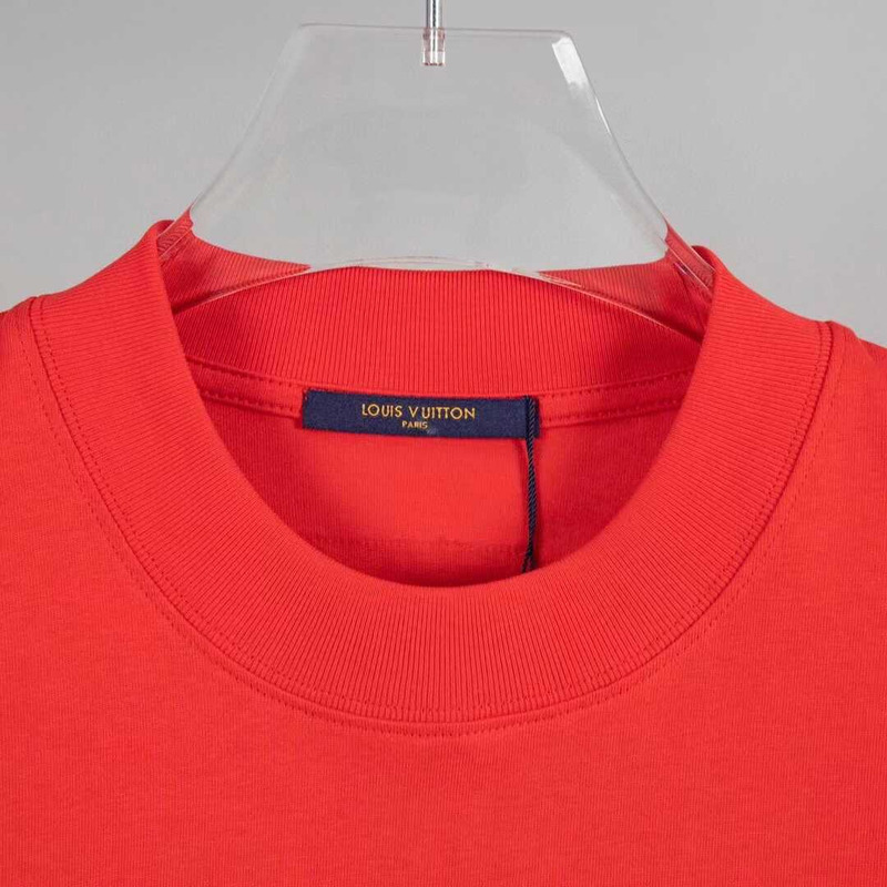 l**is V*t*n cotton pique t-shirt with embroidered lv patch red