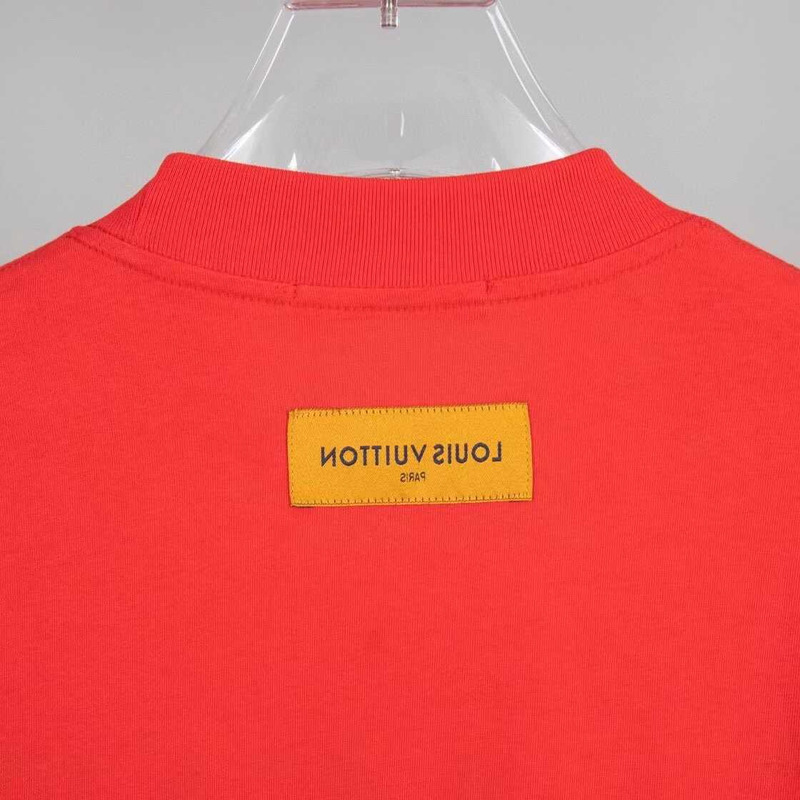 l**is V*t*n cotton pique t-shirt with embroidered lv patch red