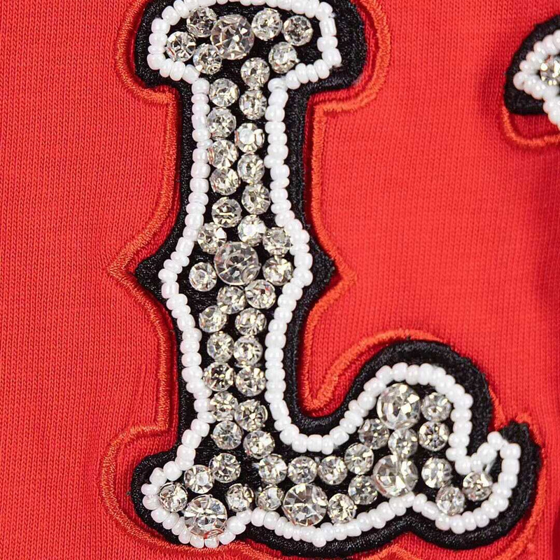 l**is V*t*n cotton pique t-shirt with embroidered lv patch red