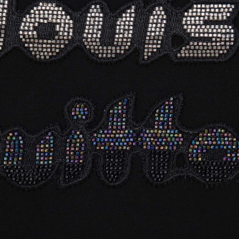 l**is V*t*n bead-embroidered cotton t-shirt black