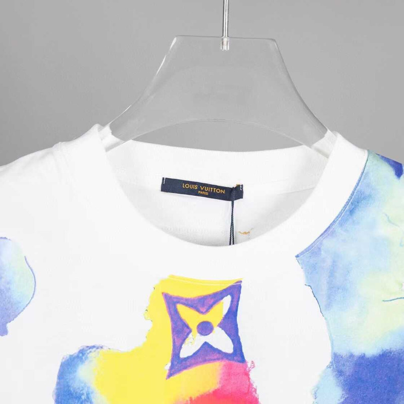 l**is V*t*n monogram splash round neck t-shirt white