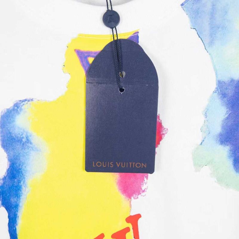 l**is V*t*n monogram splash round neck t-shirt white