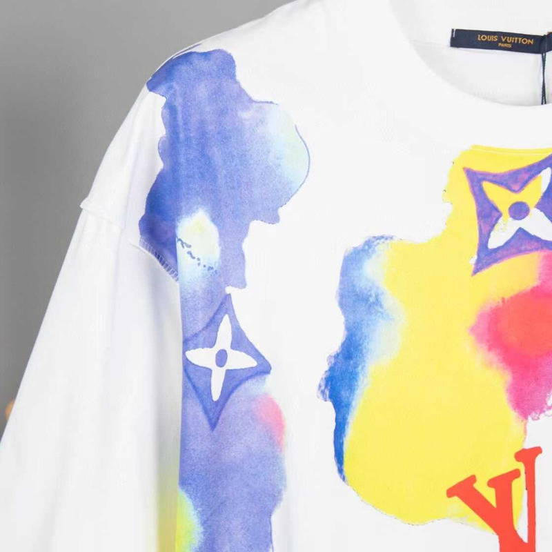 l**is V*t*n monogram splash round neck t-shirt white