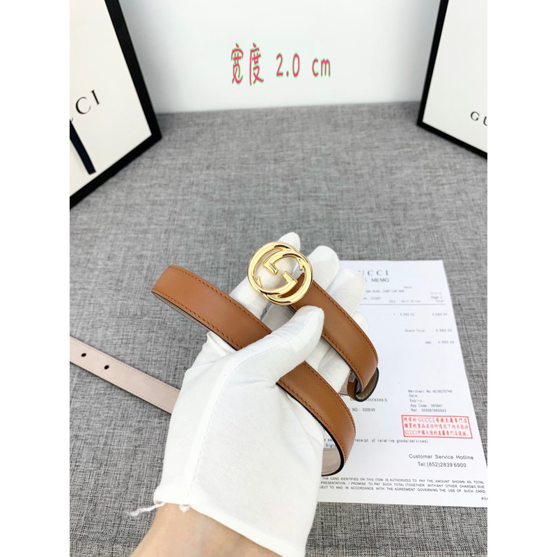 G*u*i leather belt gold brown