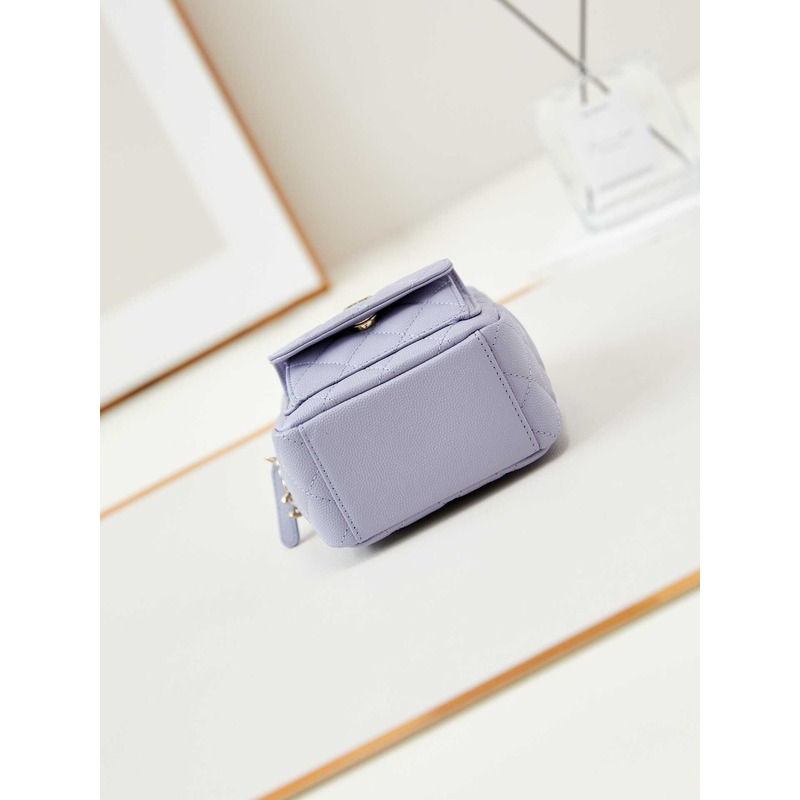 Ch*el caviar quilted cc mini classic backpack light purple