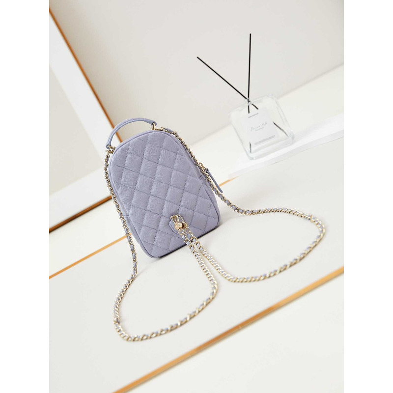 Ch*el caviar quilted cc mini classic backpack light purple