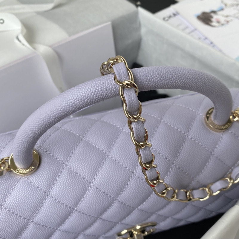 Ch*el caviar quilted coco handle flap light purple