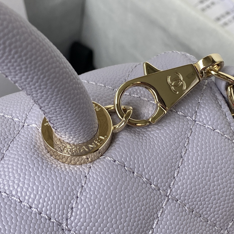Ch*el caviar quilted coco handle flap light purple