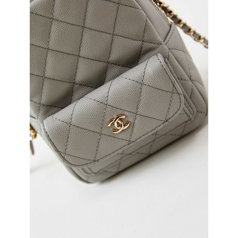 Ch*el caviar quilted cc mini classic backpack gray