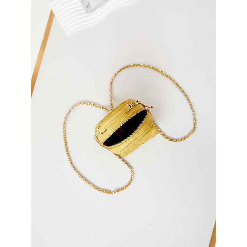 Ch*el caviar quilted cc mini classic backpack yellow