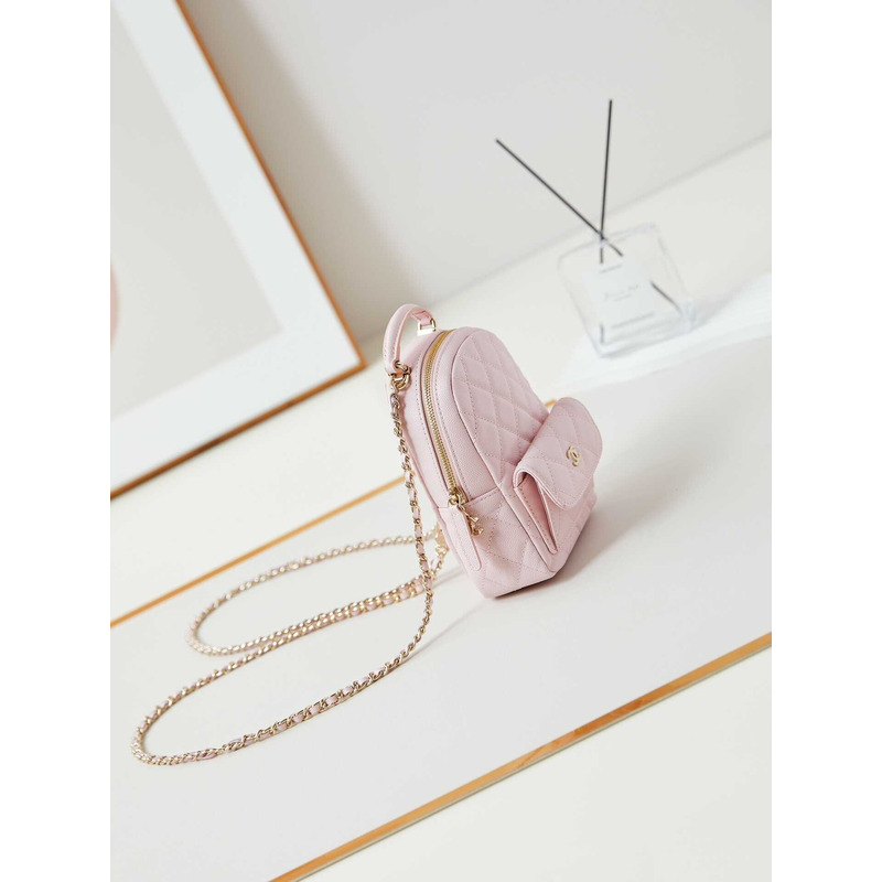 Ch*el caviar quilted cc mini classic backpack pink