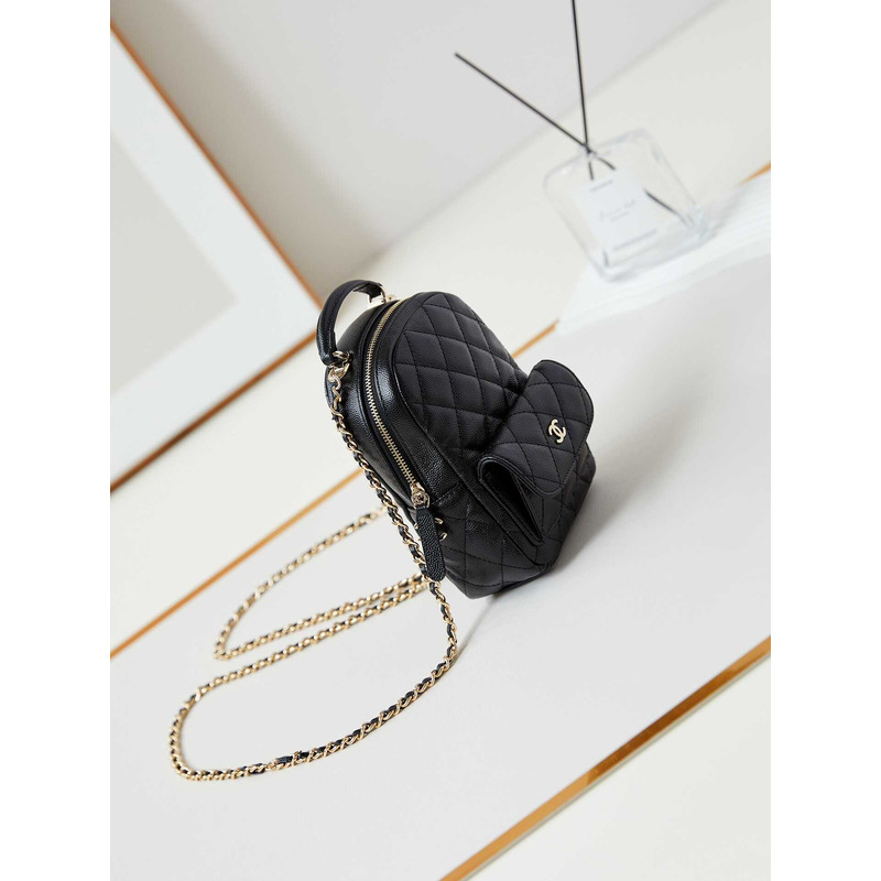 Ch*el caviar quilted cc mini classic backpack black