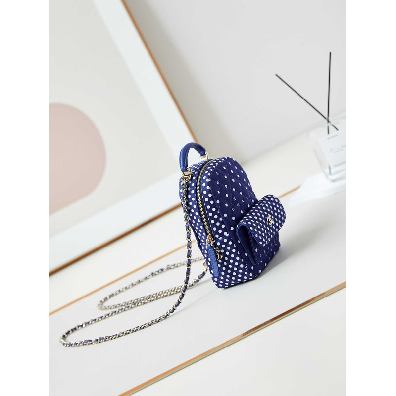 Ch*el logo polka dot backpack in blue