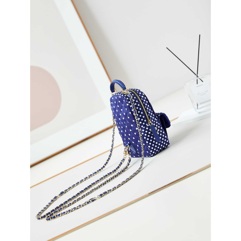 Ch*el logo polka dot backpack in blue