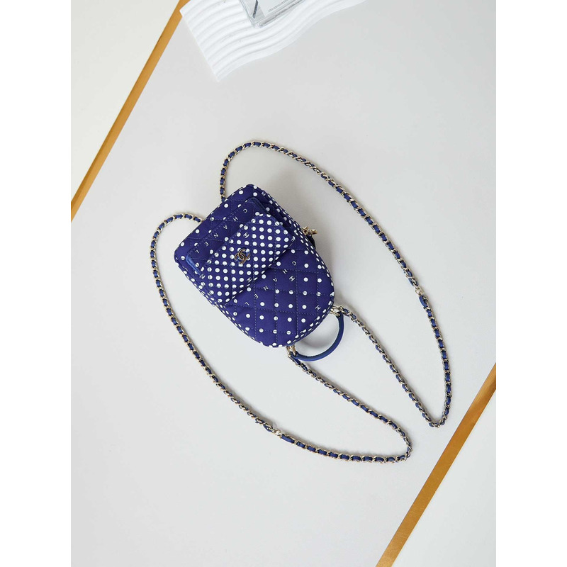 Ch*el logo polka dot backpack in blue