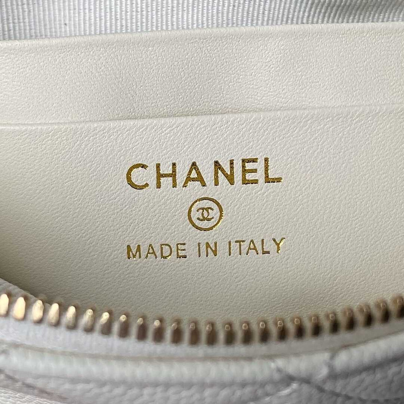 Ch*el classic chain caviar evening bag white