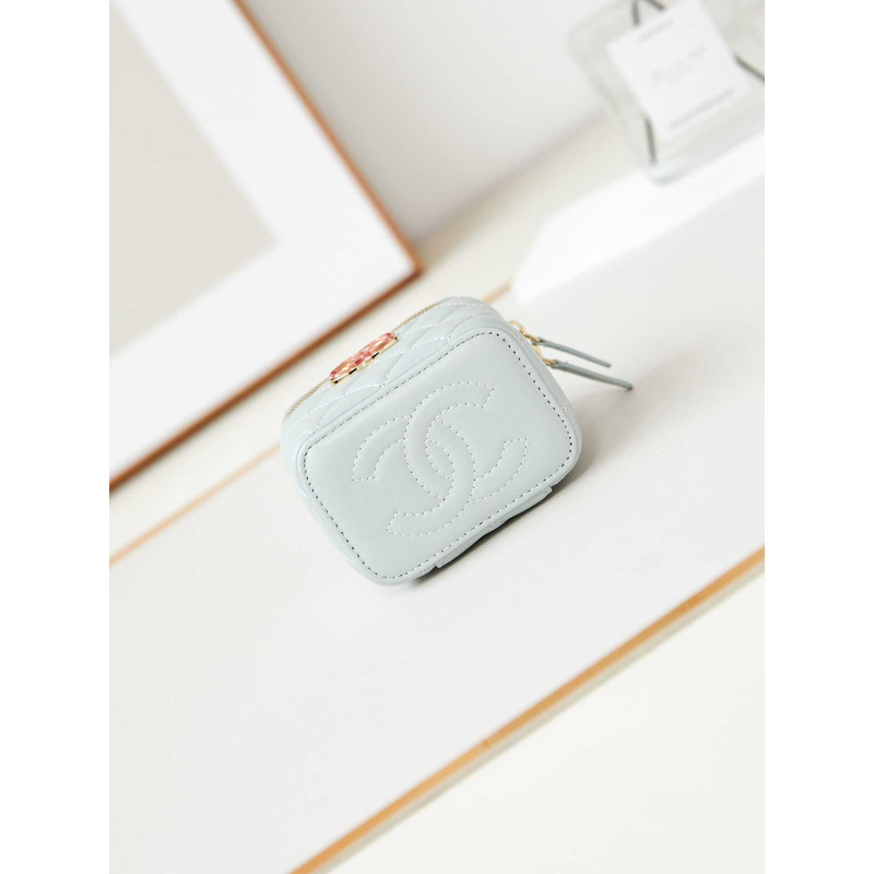 Ch*el mini vanity case lambskin light blue