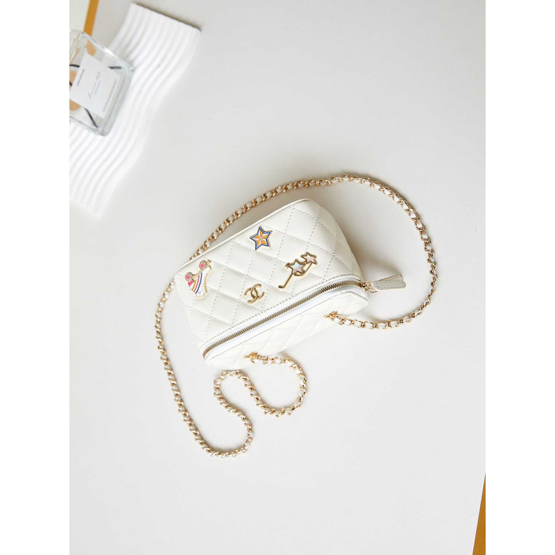 Ch*el vanity box bag with chain white