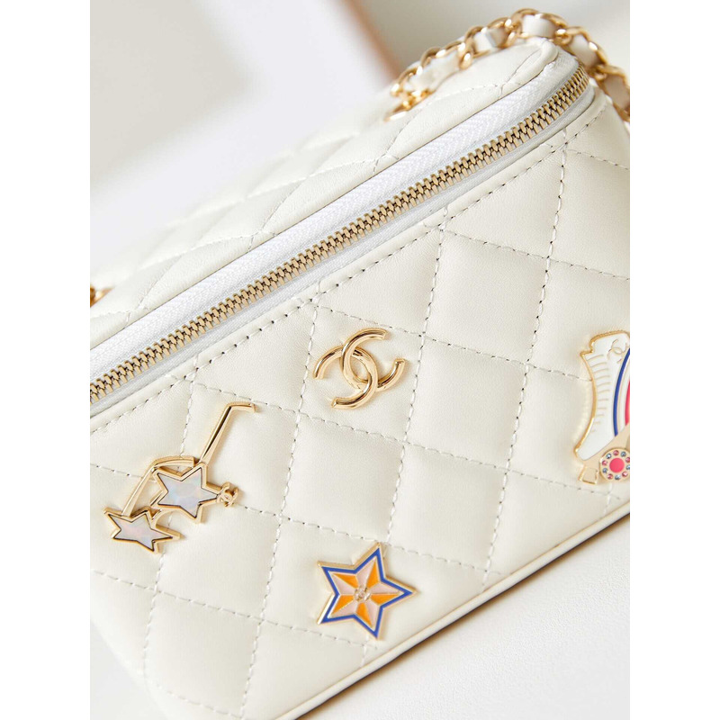 Ch*el vanity box bag with chain white