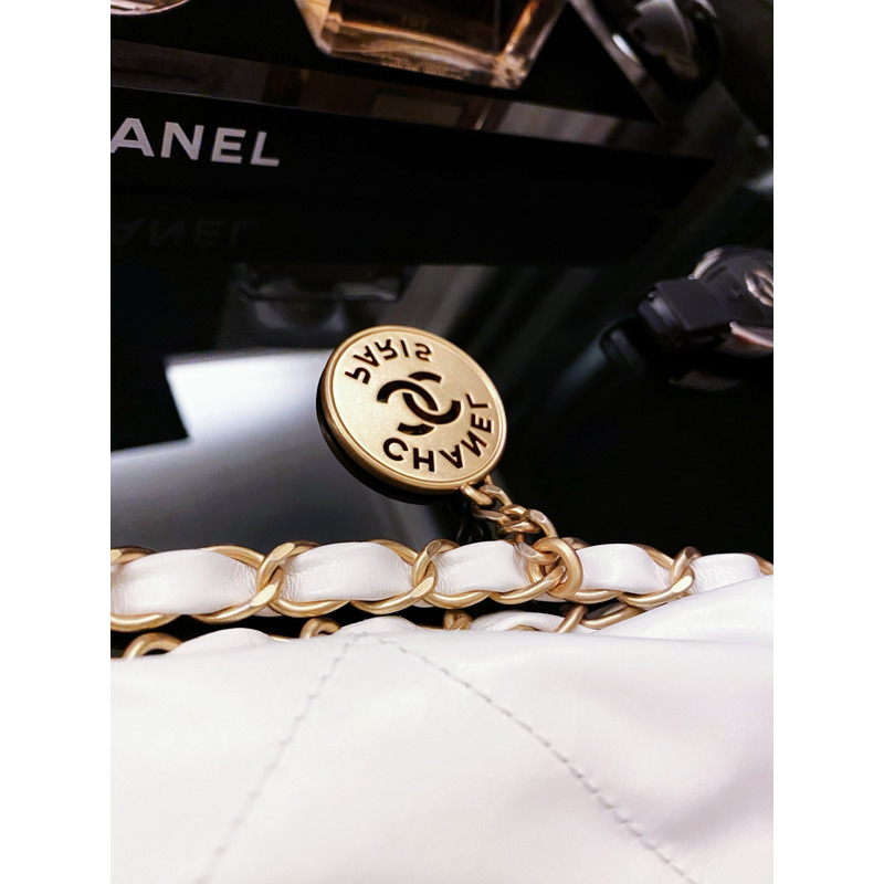 Ch*el shiny calfskin & gold-tone metal Ch*el 22 white