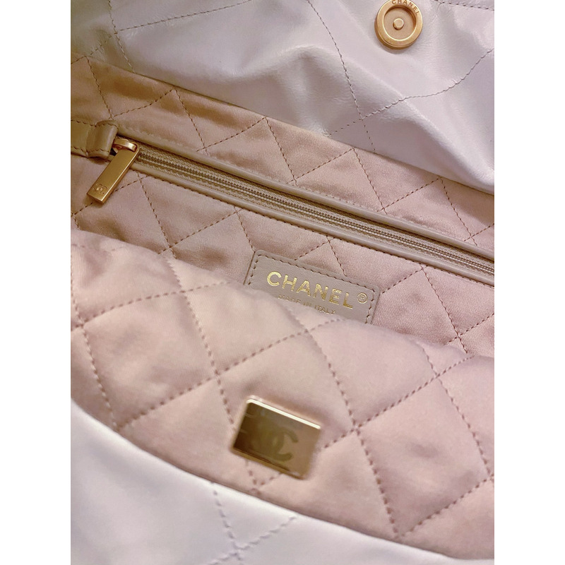 Ch*el shiny calfskin & gold-tone metal Ch*el 22 white