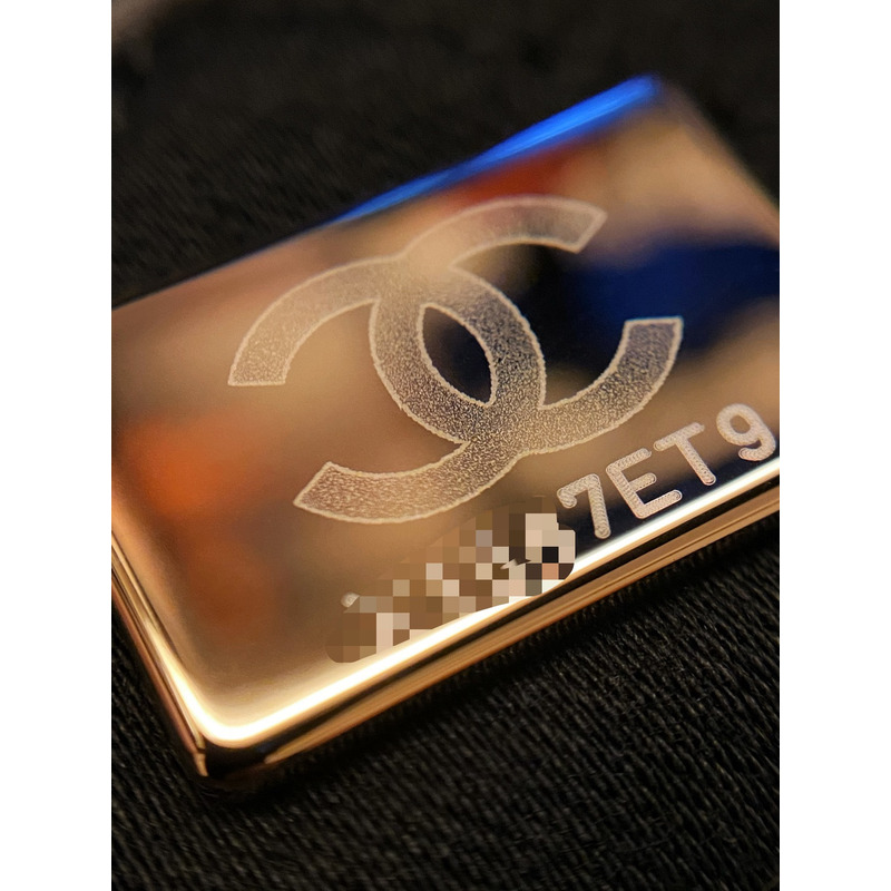 Ch*el shiny calfskin & gold-tone metal Ch*el 22 black