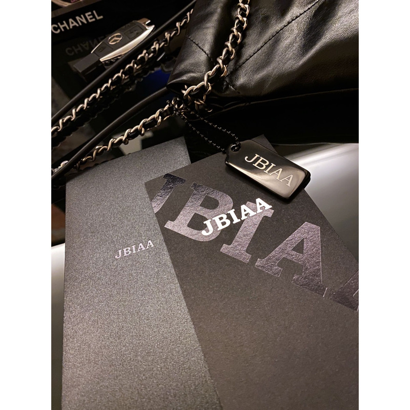 Ch*el shiny calfskin & silver-tone metal Ch*el 22 black