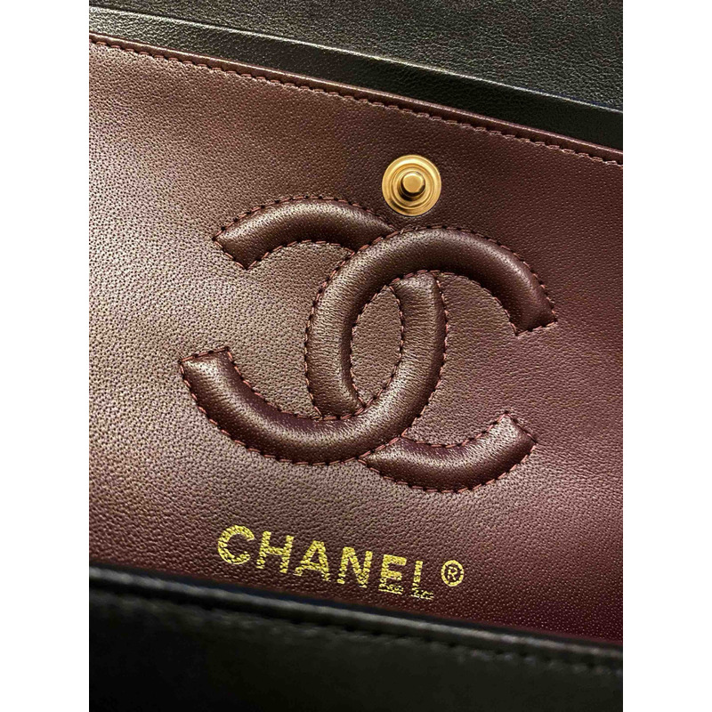 Ch*el large classic lambskin handbag black