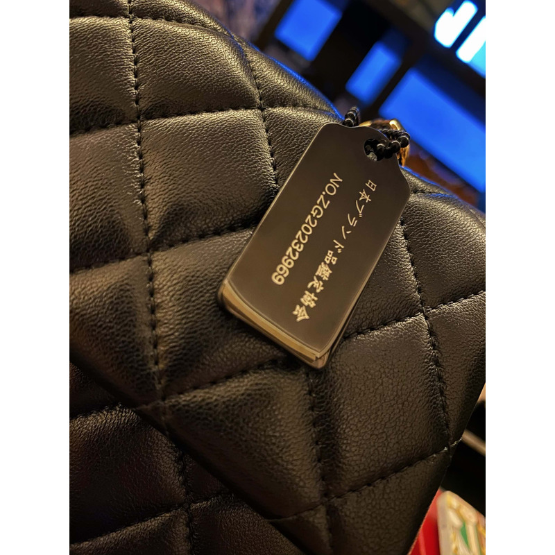 Ch*el large classic lambskin handbag black