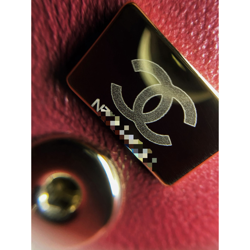 Ch*el flap bag with handle grained calfskin & gold-tone metal black