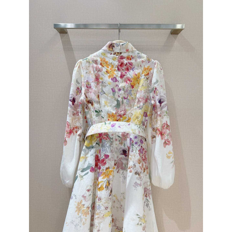 Zimmermann Long Dress With Flowers White