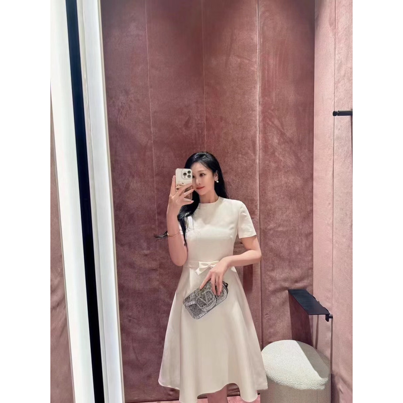 Valentino Crepe Couture Short Dress White