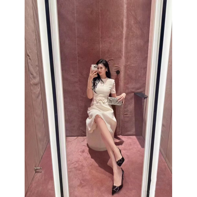 Valentino Crepe Couture Short Dress White