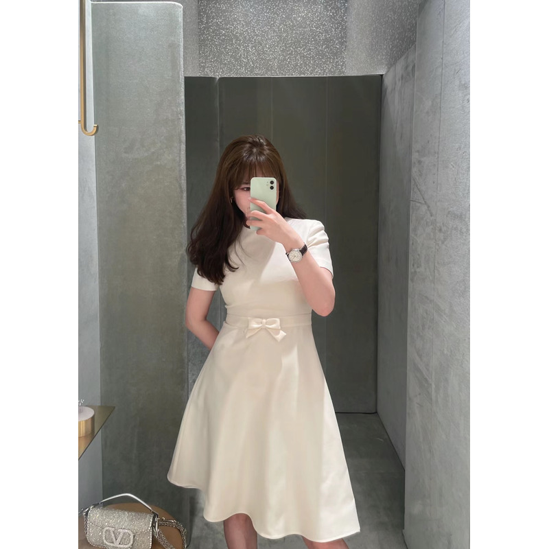 Valentino Crepe Couture Short Dress White