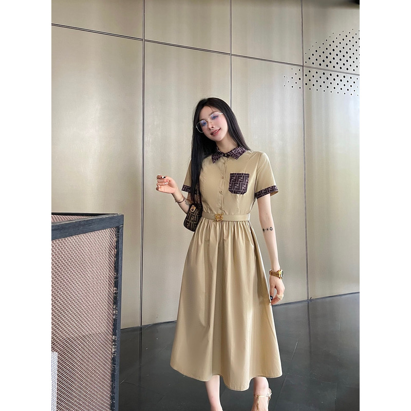 F**di ff jacquard dress beige