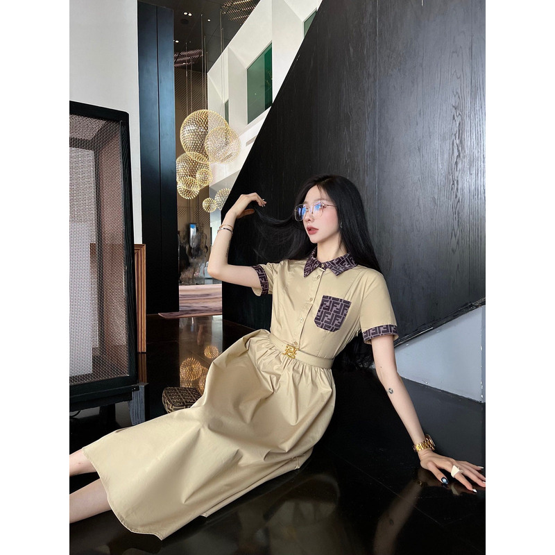 F**di ff jacquard dress beige