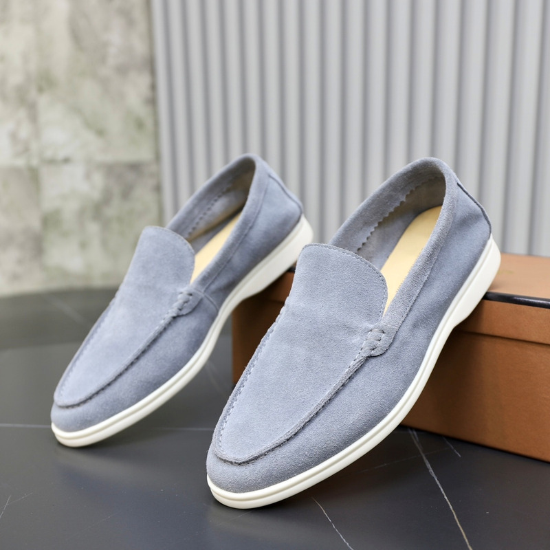 Loro Piana Suede Loafers Grey Blue