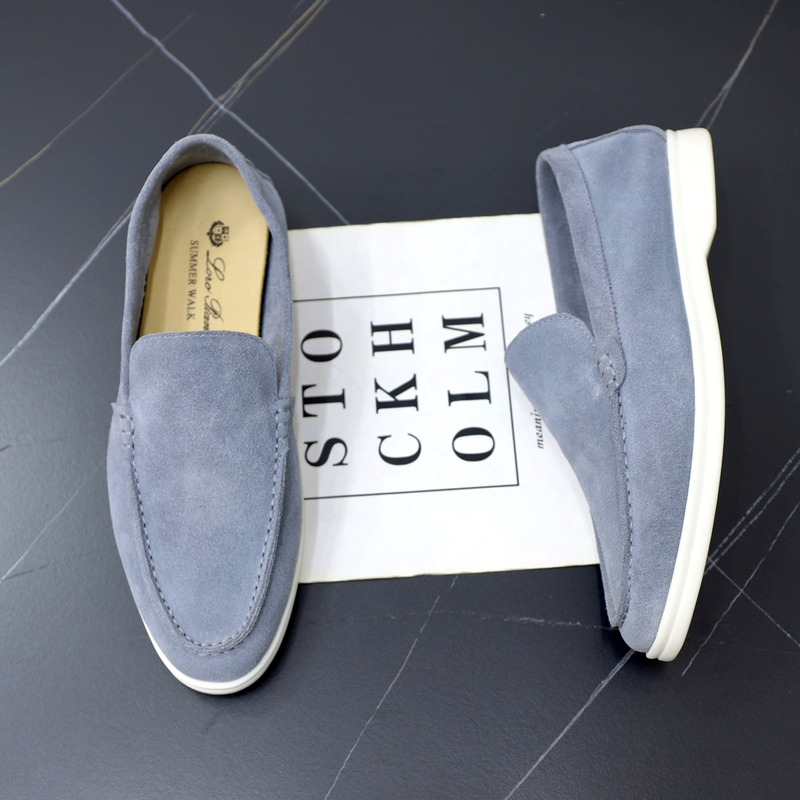 Loro Piana Suede Loafers Grey Blue