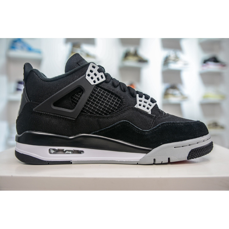 Air Jordan 4 Retro Sr (GS) Black/ LT Steel Grey-white Noir