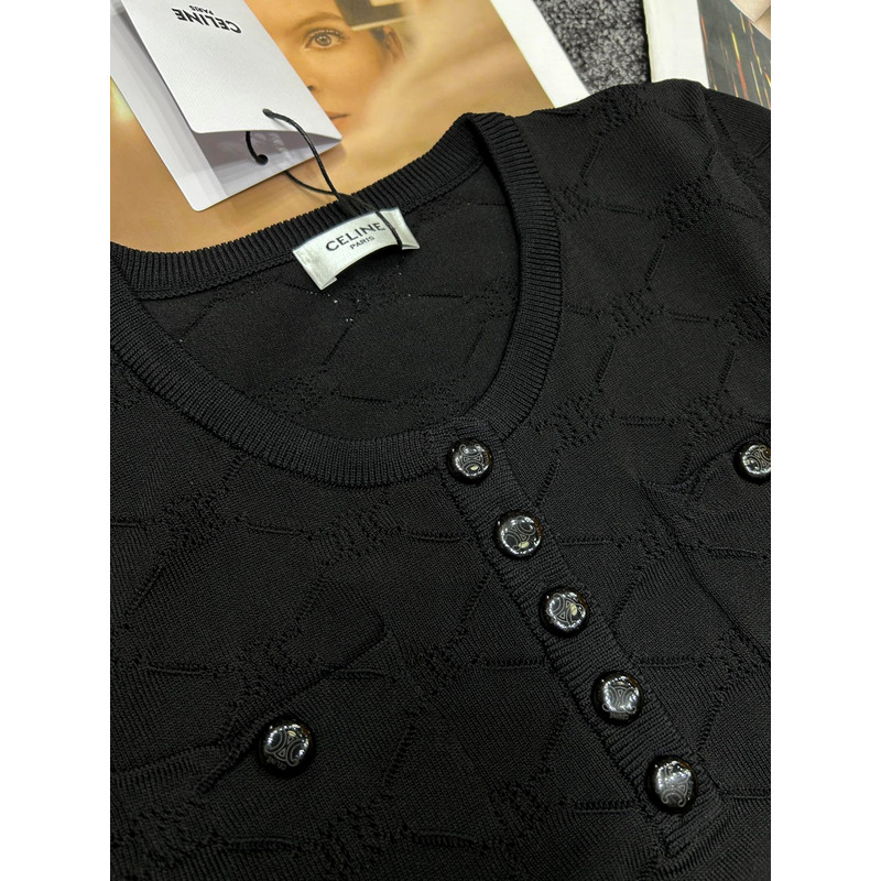 Loewe  Hollow Knit With Embroidered Logo Iconic Button Black