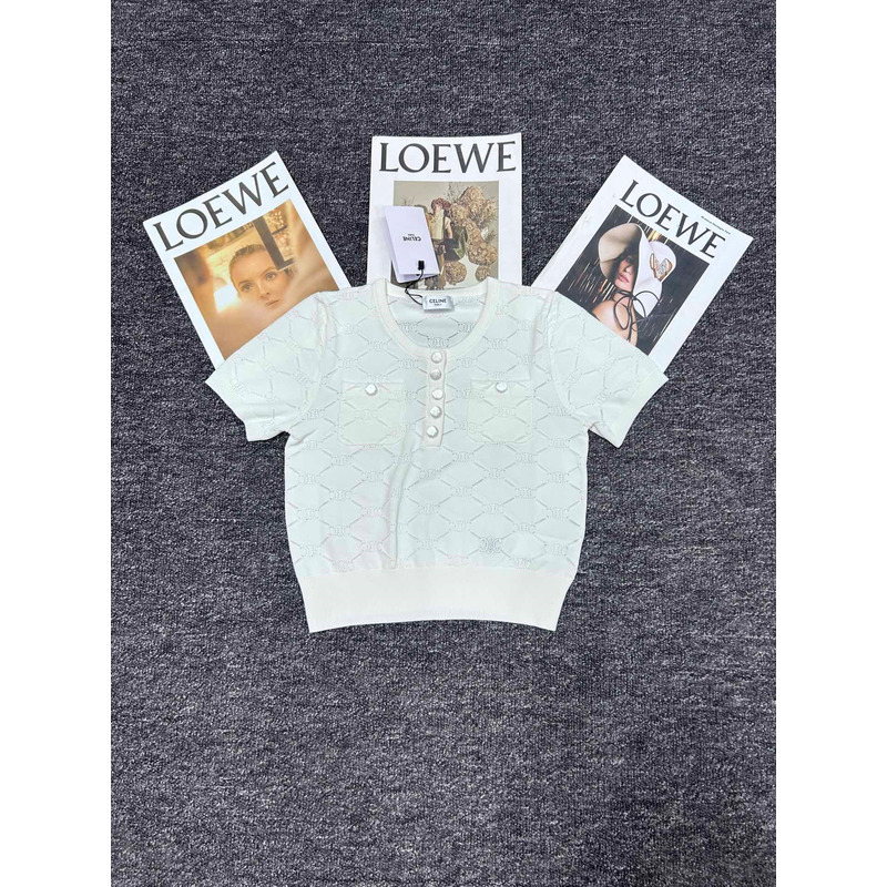 Loewe  Hollow Knit With Embroidered Logo Iconic Button White