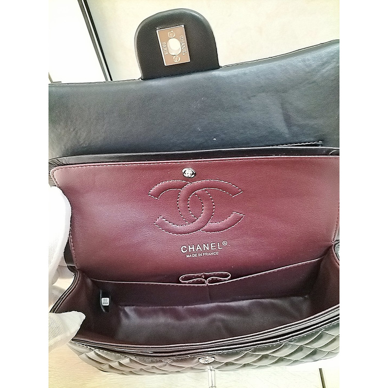 Ch*el classic medium flap shoulder bag black