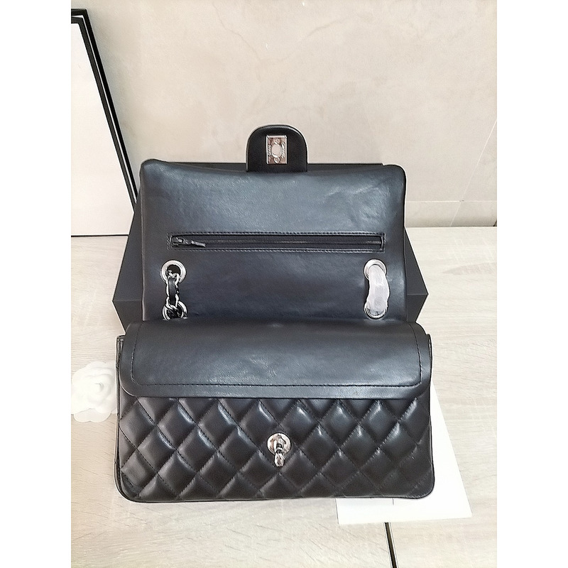 Ch*el classic medium flap shoulder bag black