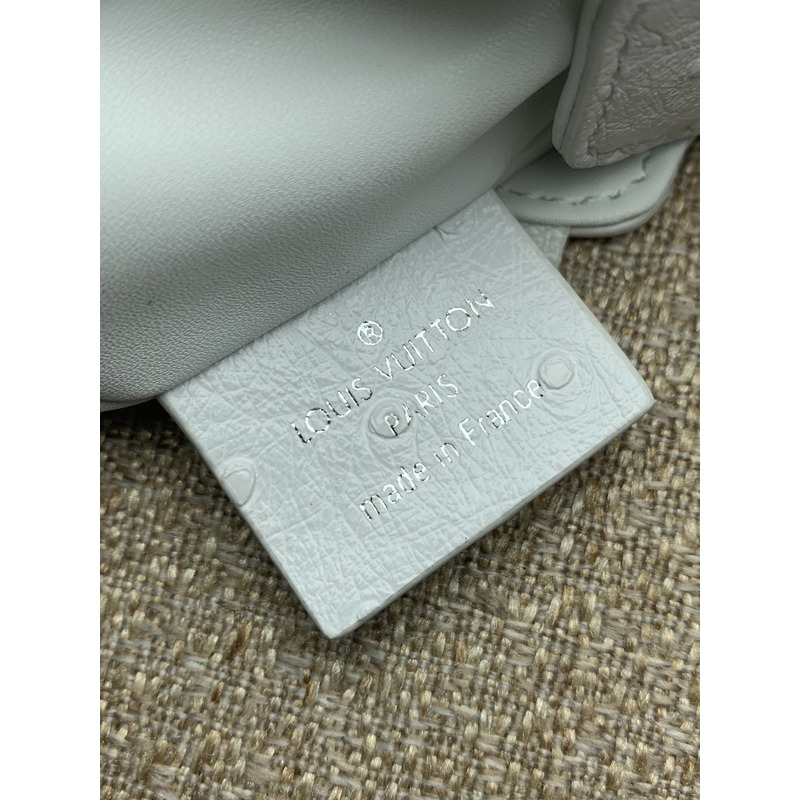 l**is V*t*n slim trunk cowhide leather with rivet frame and metal s-lock buckle white